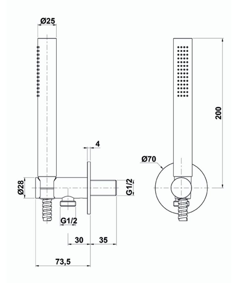 MIBD011RO/C00 Oioli Micro, душевой комплект на 2 потребителя: с круглым верхним душем Ø25 см, без внут. части, цвет хром