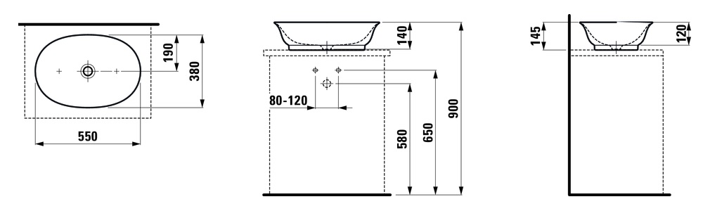 Раковина на столешницу овальная 50x45 Laufen New Classic  8.1285.2.400.112.1