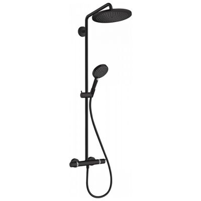 26891670 Hansgrohe Croma Select S Душевая система, 1jet, EcoSmart, с термостатом и ручным душем, цвет: черный матовый