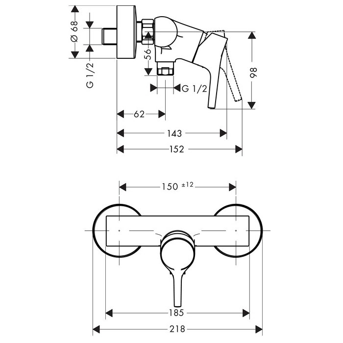 Hansgrohe Talis S, Смеситель для душа, Цвет: хром 72600000