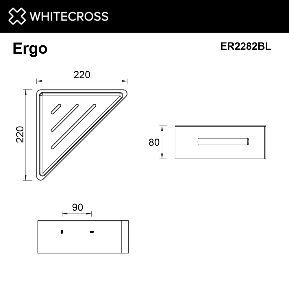 Полка для душа угловая WHITECROSS Ergo ER2282BL (черный мат)