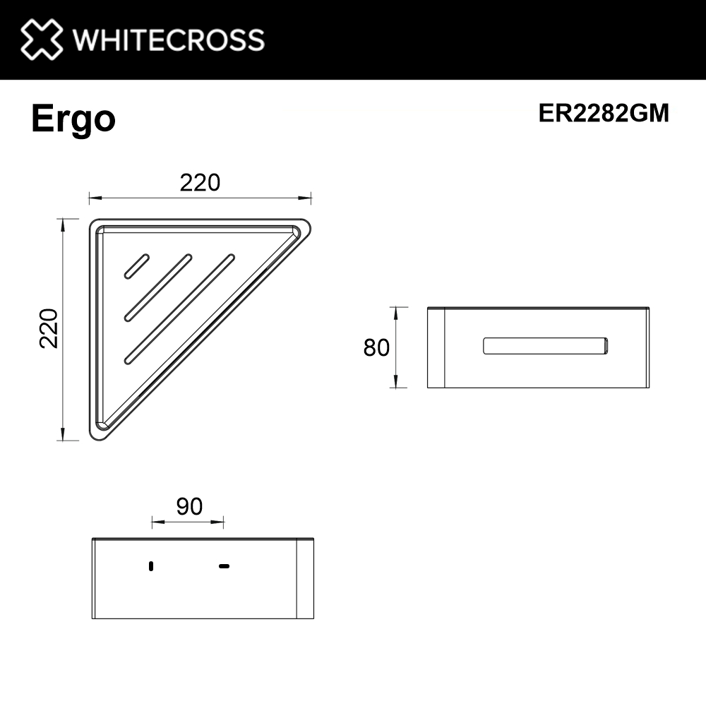 Полка для душа угловая WHITECROSS Ergo ER2282GM (оружейная сталь)