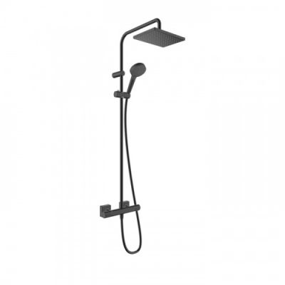 Hansgrohe Vernis Shape Душевая стойка с верхним душем 230 1jet с термостатом, EcoSmart, цвет: матовый черный 26097670