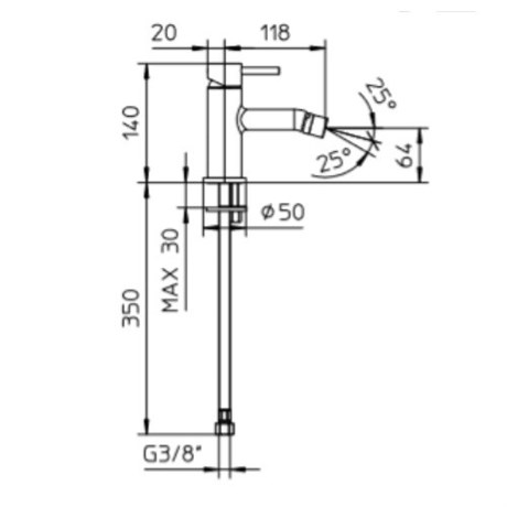 02411153 Palazzani Digit смеситель для биде, 3/8", золото
