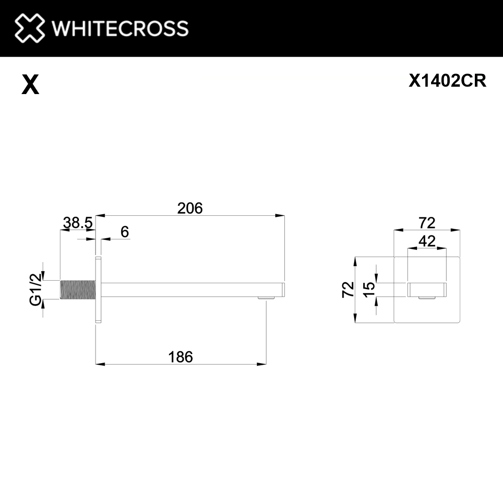 Излив настенный 186 мм WHITECROSS X1402CR (хром)
