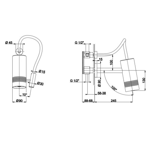 SF144A59Q AQUAELITE KINO верхний душ 2 режима, вороненная сталь шлиф., PVD 59Q