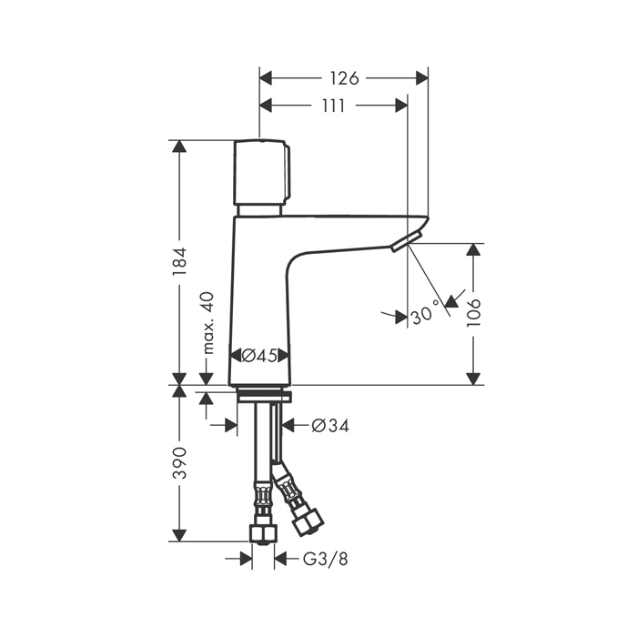 Hansgrohe Talis E Self-Closing Смеситель для раковиный, излив 110 мм, цвет: хром 71718000