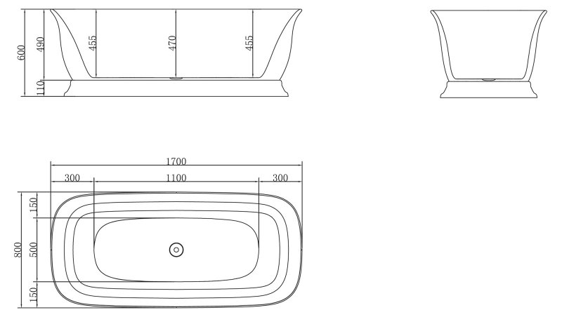 Belbagno Ванна акриловая отдельностоящая 170x80 BB400