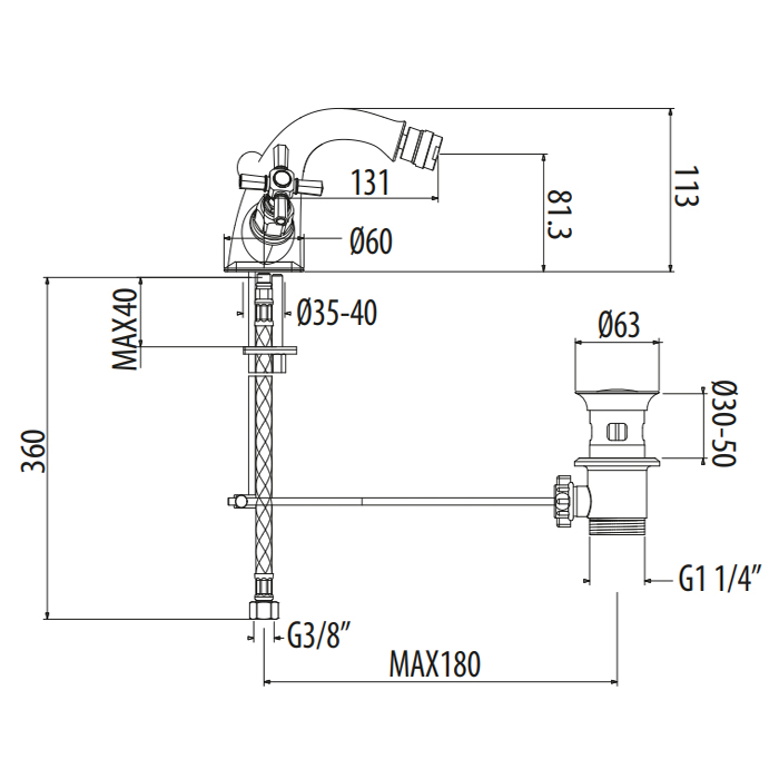 Gattoni TRD Смеситель для биде, 1 отв., ручки Paris, цвет: хром TR370/18C0