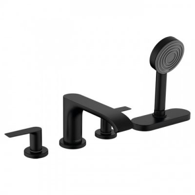 Hansgrohe Vivenis Смеситель на борт ванны, на 4 отв, с ручной лейкой, цвет: черный матовый 75444670