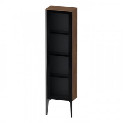 Duravit XViu Шкаф подвесной со стеклянной дверью 40x24x133см, 3 стеклянные полки (петли слева), цвет: walnut dark/черный матовый XV1365LB221