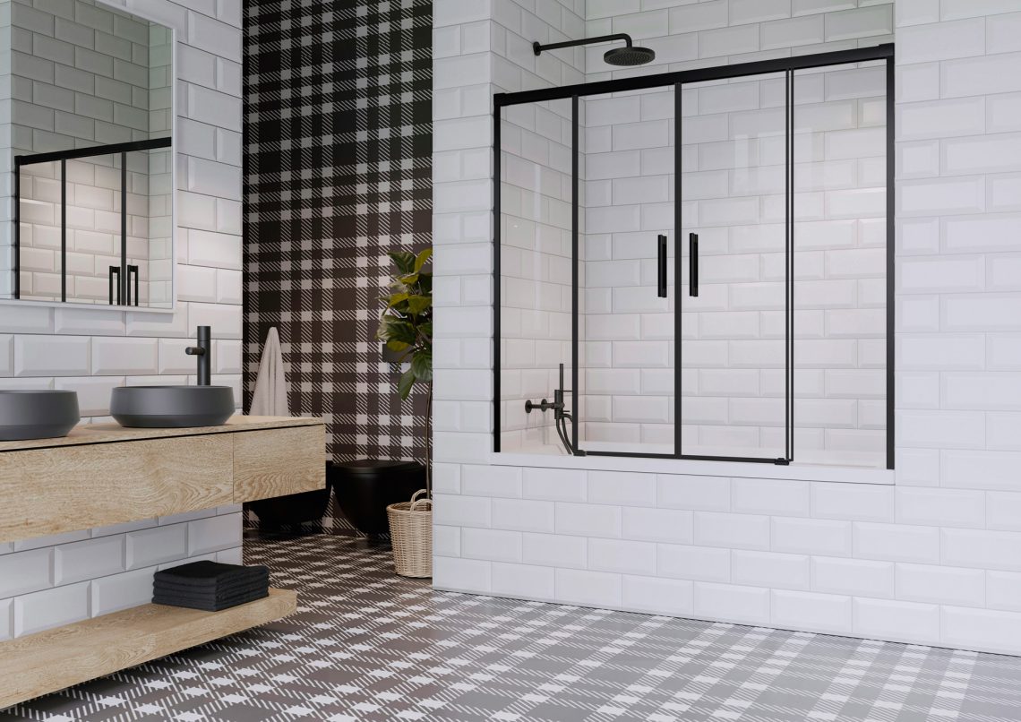 Шторка на ванну 150 см Radaway IDEA Black PN DWD