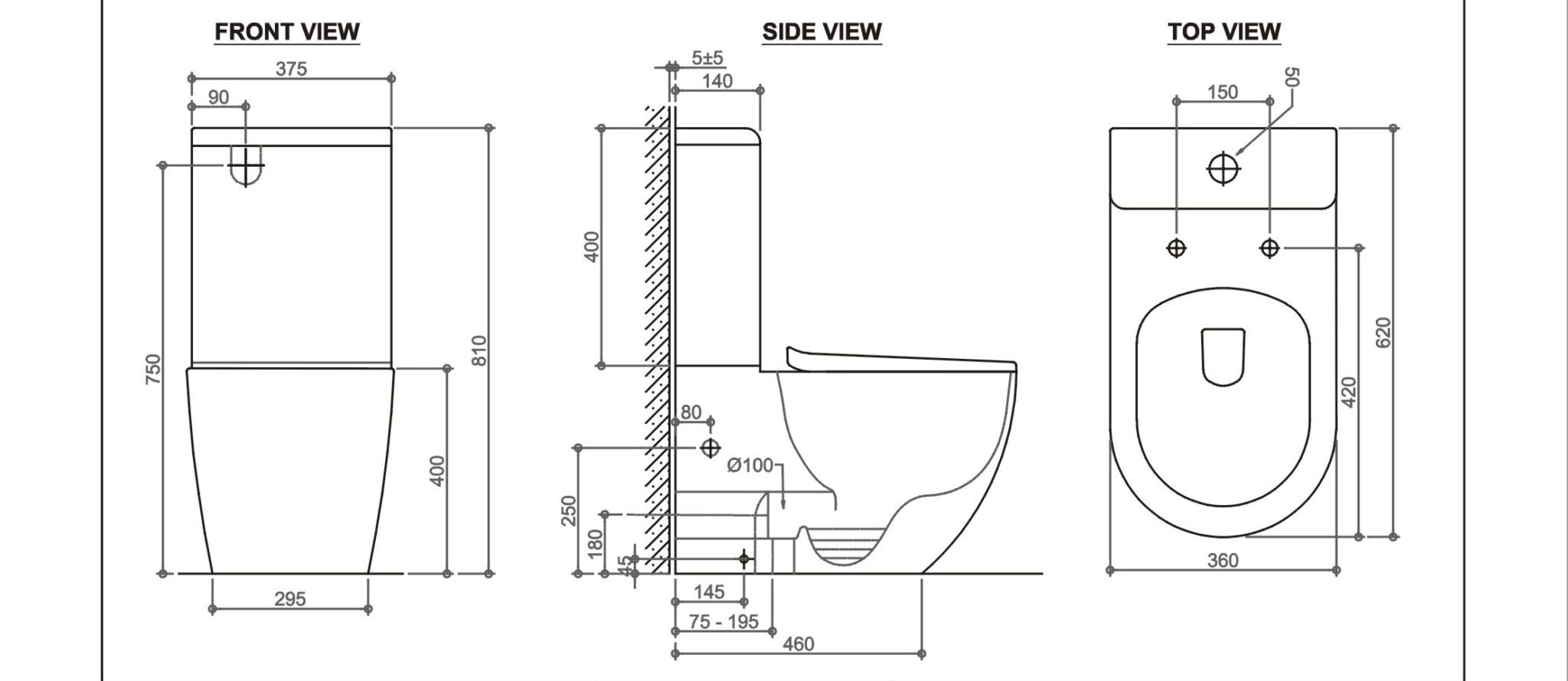 7789W Унитаз компакт B&W W-7789 P-trap / Geberit/ Rimless / anti-dirt (620x360x810)