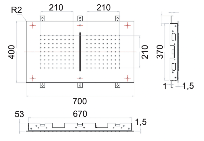 Встраиваемый потолочный душ с каскадом 70x40 REMER 357SFR7040C