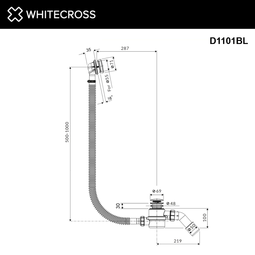 Слив-перелив WHITECROSS ULTIMA (черный мат)