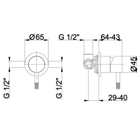 RU701E03Q AQUAELITE встроенный скрытый смеситель для душа KINO, 1/2", комплект, шлиф. сталь