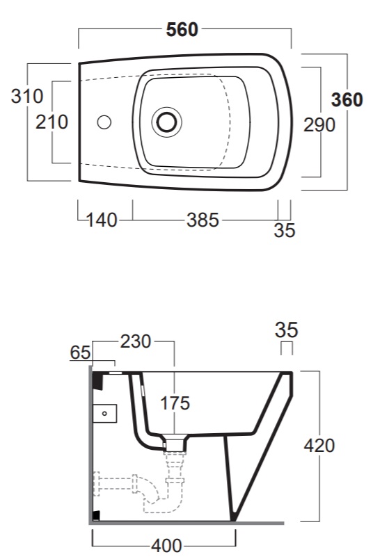 Биде напольное 56 см Simas Baden Baden BB04bi