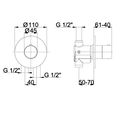 RU730E17Q Встроенный термостатический смеситель для душа KINO, 1/2", комплект,