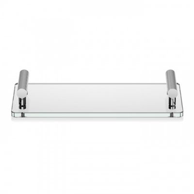 Decor Walther Club Tab Поднос с ручками, стеклянный, настольный, цвет: хром / прозрачное стекло 856102