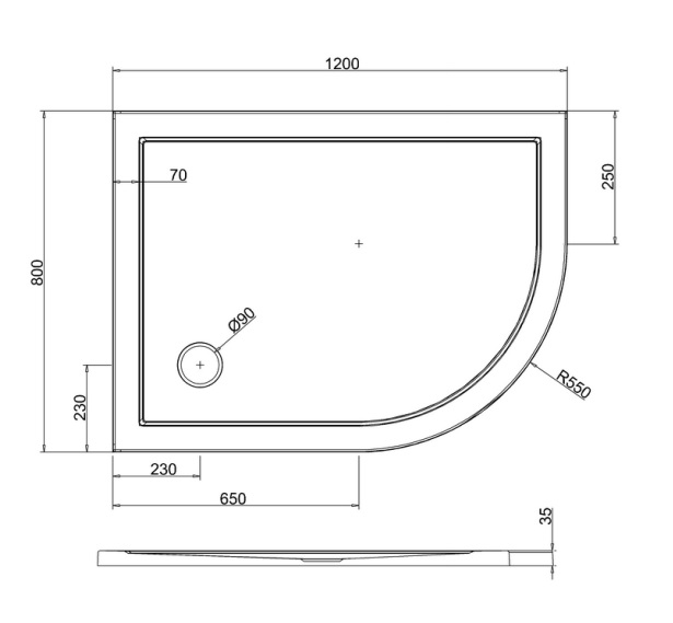 Поддон для душа асимметричный 120x80 Zamori