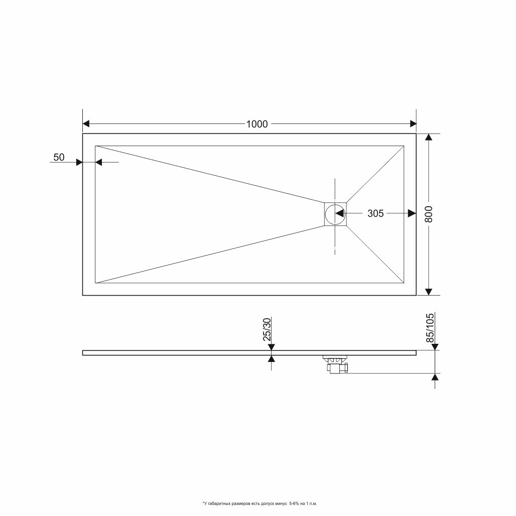 Душевой поддон 80x100 прямоугольный RGW ST-W 16152810-01