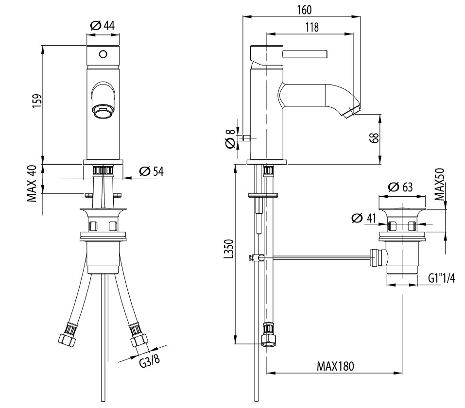 M&Z DRB00200 Ditirambo Смеситель для раковины 68 мм, ХРОМ