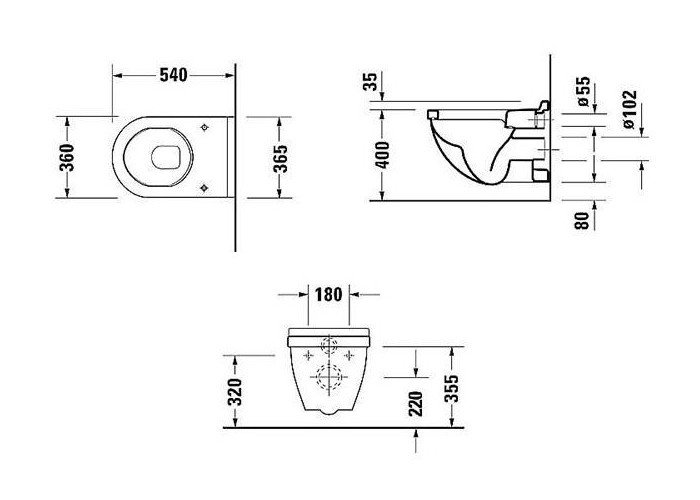 Подвесной унитаз 54 см Duravit Starck 3 2200090000