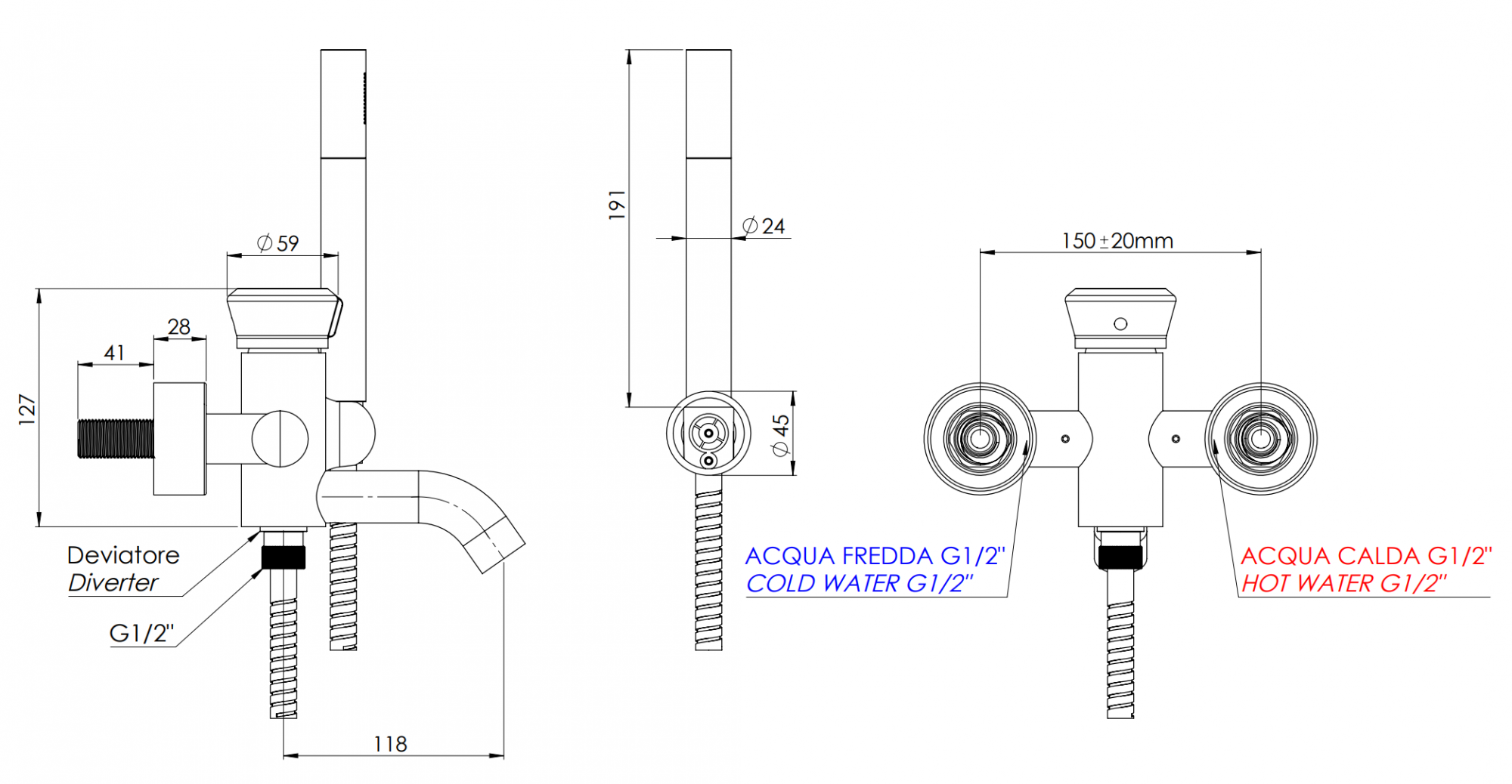 Смеситель для ванны REMER Element ET02BG, золото брашированное, шт