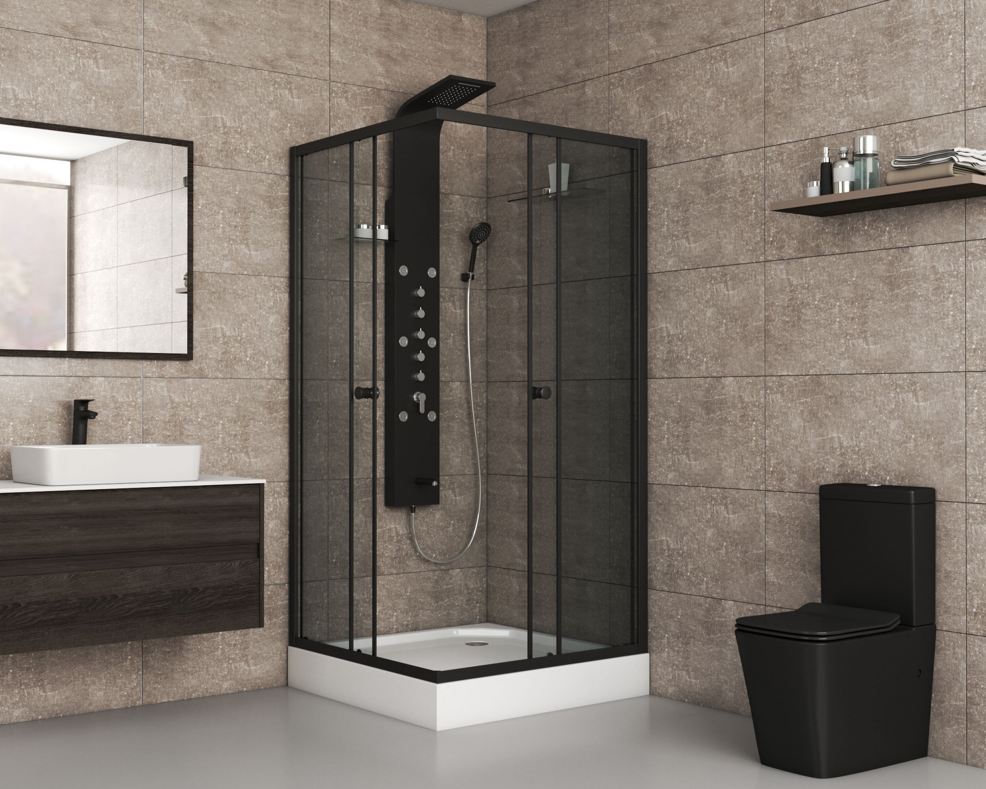 Niagara Eco Душ. уголок NG-008-14QT (800х800х1950) низкий поддон(13см) стекло ТОНИРОВАННОЕ,