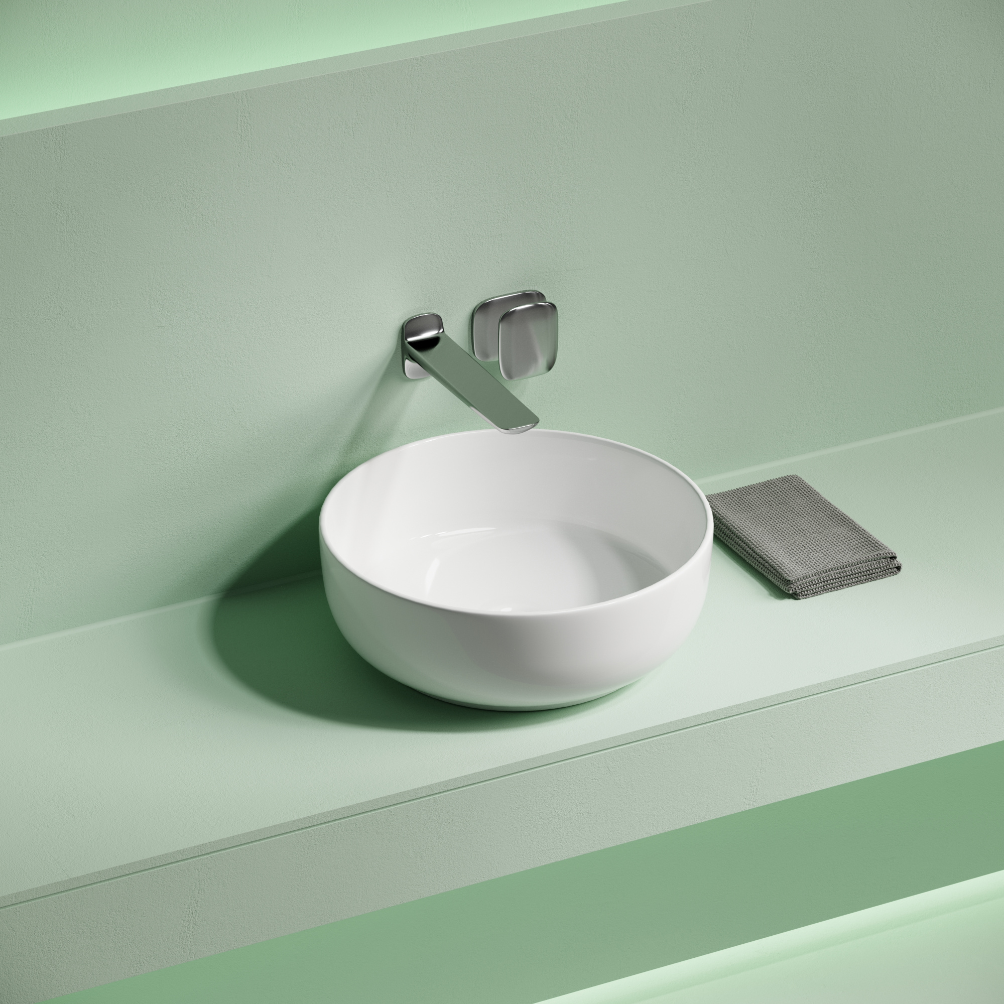 CN12003 Ceramica Nova Раковина накладная Taycan, круглая, диаметр 375 мм, высота 140 мм, белая
