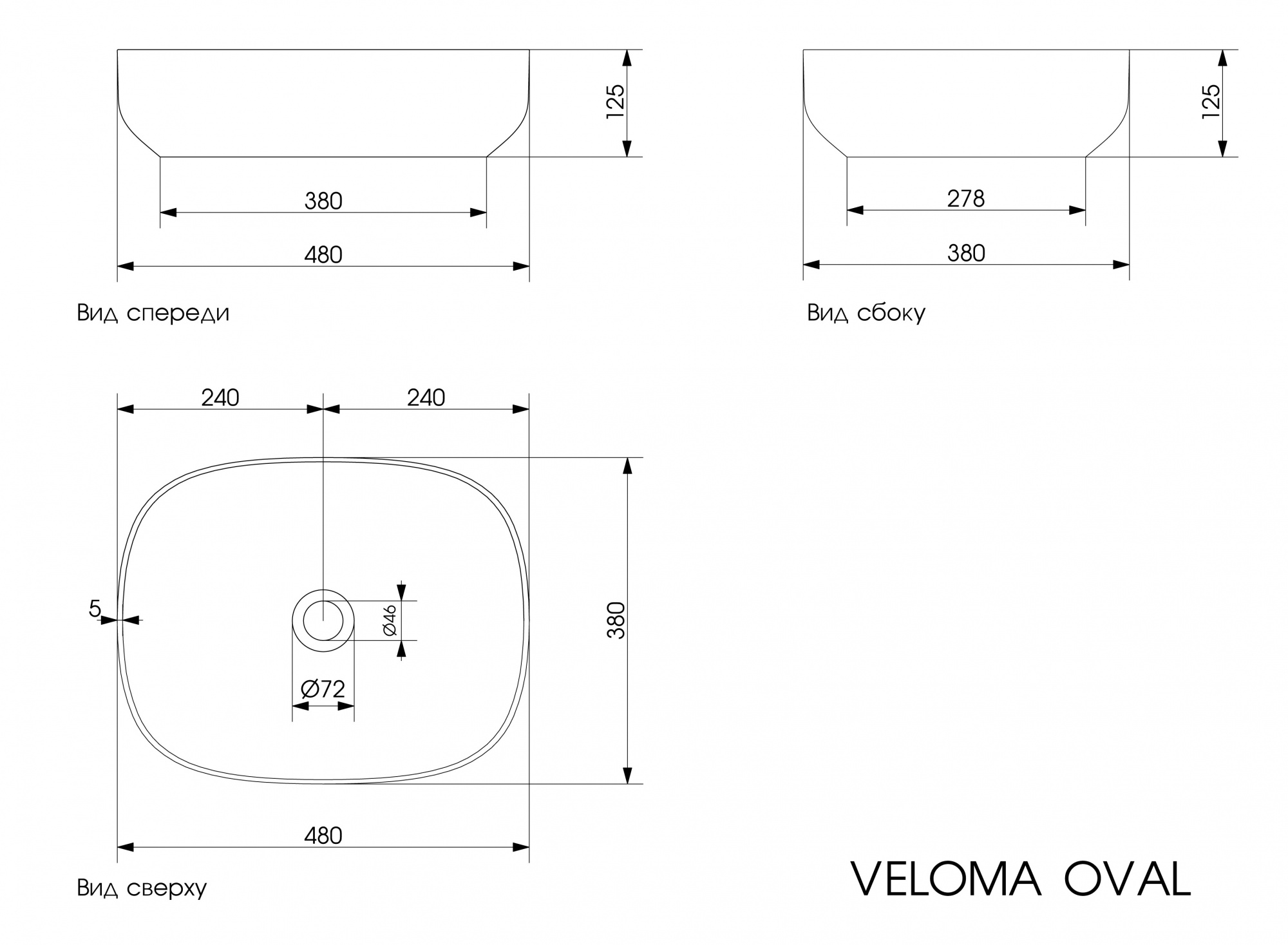 Раковина на столешницу PLUMBERIA SELECTION VELOMA OVAL BDT